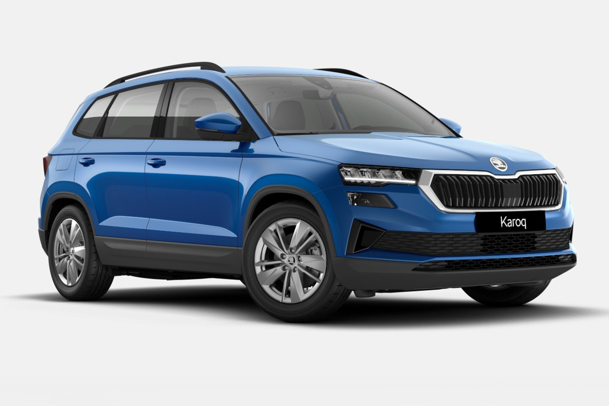 AVP AUTOLAND | Škoda Karoq in blau.